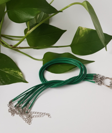 Wax koord 2mm Halsketting met slotje - Donker Groen