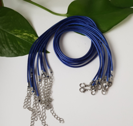 Wax koord 2mm Halsketting met slotje - Donker Blauw