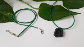 Wax koord 2mm Halsketting met slotje - Donker Groen