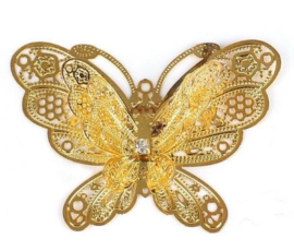 Vlinder sierlijk 2d metaal - groot - goud