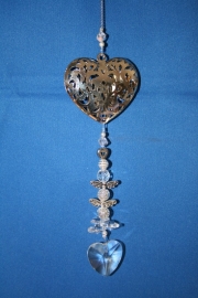 Zilveren hart + loodkristallen hartje