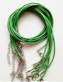 Wax koord 1,5mm Halsketting met slotje - Groen