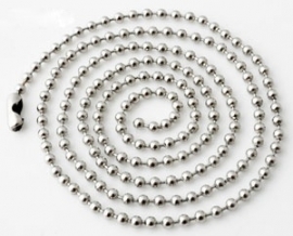 Ball chain (bolletjesketting) ± 80cm (± 2,4mm dik) - zilverkleur