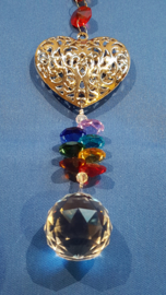 Chakra hanger met zilveren hart