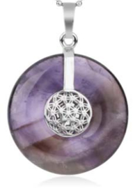 Amethyst donut - 30mm - met Flower of life hanger