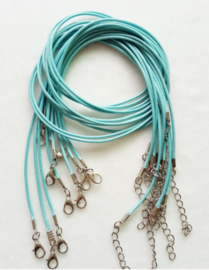 Wax koord 1,5mm Halsketting met slotje - Turquoise