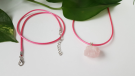 Wax koord 2mm Halsketting met slotje - rose fel