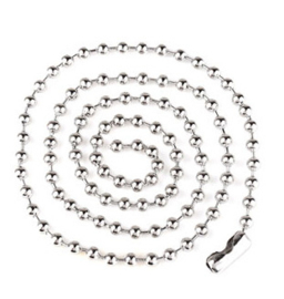 Ball chain (bolletjesketting) ± 80cm (± 3mm dik) - zilverkleur