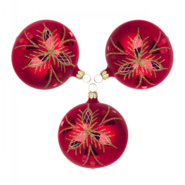 Thüringer kerstbal kogel 8cm rood/mat (set 3)