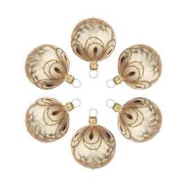 Thüringer kerstbal kogel 5cm champagne (set 6)