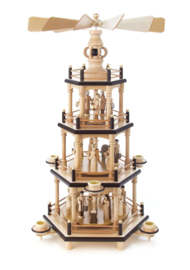 Kerstpiramide 4 etages kerstverhaal naturel/bruin 44cm