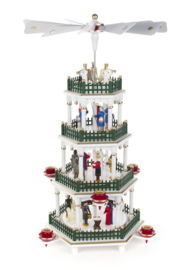 Kerstpiramide 4 etages kerstverhaal wit/groen 44cm