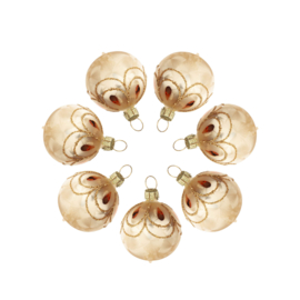 Thüringer kerstbal kogel 4cm champagne (set 7)