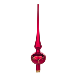 Thüringer kerstboompiek 27cm rood/mat druppelmotief