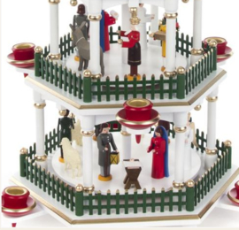 Kerstpiramide 4 etages kerstverhaal wit/groen 44cm