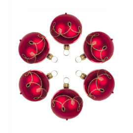 Thüringer kerstbal kogel 5cm rood/mat (set 6)