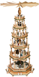 Kerstpiramide 6 etages kerstverhaal elektrisch naturel 106cm