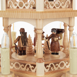 Kerstpiramide 3 etages met houthakkers 50cm