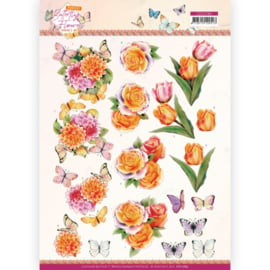 Jeanine's Art Perfect Butterfly Flowers Orange Rose 3D push out A4 SB10639