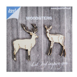 Joy!Crafts woodsters 2 houten hertjes 6320/0010