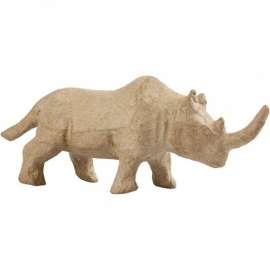 Handgemaakte neushoorn van papier-mâché 18 x 3,5 x 7,7 cm