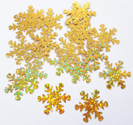 Zakje pailletten sneeuwvlokken klein goud 20 stuks Ø 2,5 cm