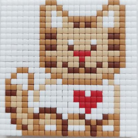 Zelfgemaakte Pixelhobby magneet kitten 6 x 6 cm