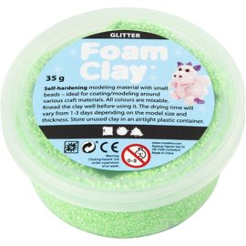 Foam Clay (klei) glitter neon groen bakje à 35 gram