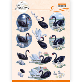 Amy Design CD11801 Elegant Swans Black 3D knipvel A4