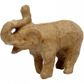 Handgemaakte olifant massief van papier-mâché 13 x 5 x 9,5 cm