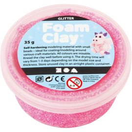 Foam Clay (klei) glitter neon roze bakje à 35 gram
