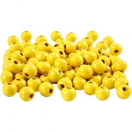 Houten kralen Beads Wood geel Ø 8 mm 15 gram circa 100 stuks