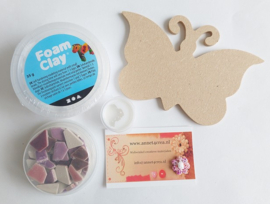 Foam Clay compleet knutselpakket MDF vlinder 1 met mozaïekstenen