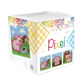 Pixelhobby Pixel mosaic kubussetje biggetjes 6,2 x 6,2 cm