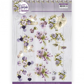 Precious Marieke CD11849 Purple Passion Purple Violets 3D knipvel A4