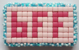 Zelfgemaakte Pixelhobby versiering BFF roze 3,5 x 2,1 cm