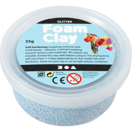 Foam Clay (klei) glitter lichtblauw bakje à 35 gram