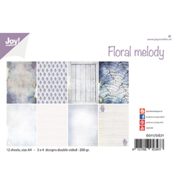Joy!Crafts Floral Melody A4 papierset 12 vellen dubbelzijdig 6011/0671