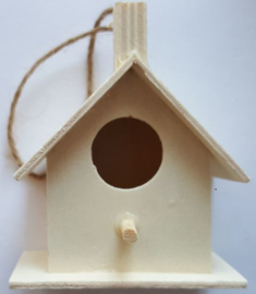Mini vogelhuis van hout populier met ophangkoord 6,4 x 4 x 7,6 cm