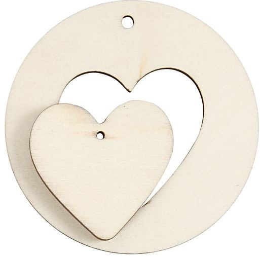 Hangende decoratie hart 2-in-1 licht hout (triplex) Ø 7 cm
