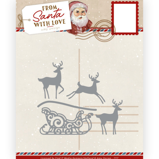 Amy Design From Santa with love reindeer with sleigh die (mal) ADD10281