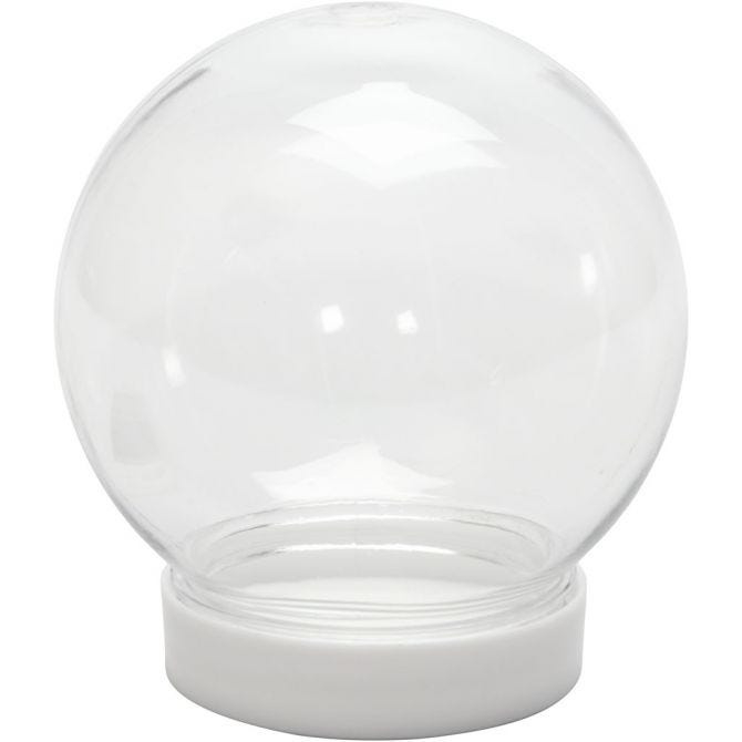 Sneeuwbol plastic met witte schroefdeksel Ø 8 cm hoogte 8,5 cm
