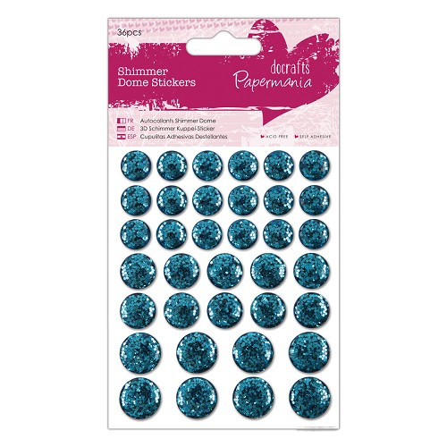 Docrafts Papermania Shimmer Dome stickers teal 36 stuks