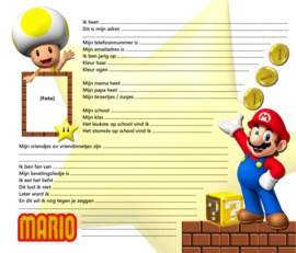 Vriendenboekje Super Mario Bros met naam (en evt foto)