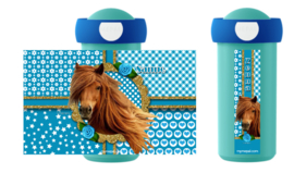 Drinkbeker paard Sara turquoise/goud