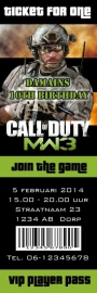 Kinderfeest uitnodiging MW3 Call of Duty Ticket for One, setje van 5 stuks