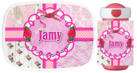 Set Mepal broodtrommel en drinkbeker Jamy pink