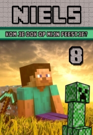 Kinderfeest uitnodiging Minecraft, setje van 6 stuks