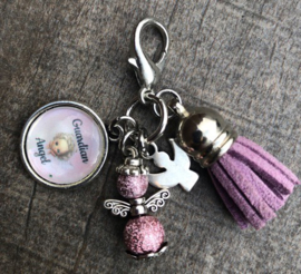 Guardian Angel met bedels pink/lila glitter