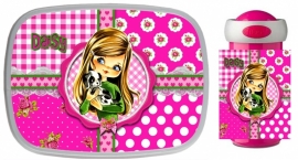 Set Mepal broodtrommel en drinkbeker Daisy pink